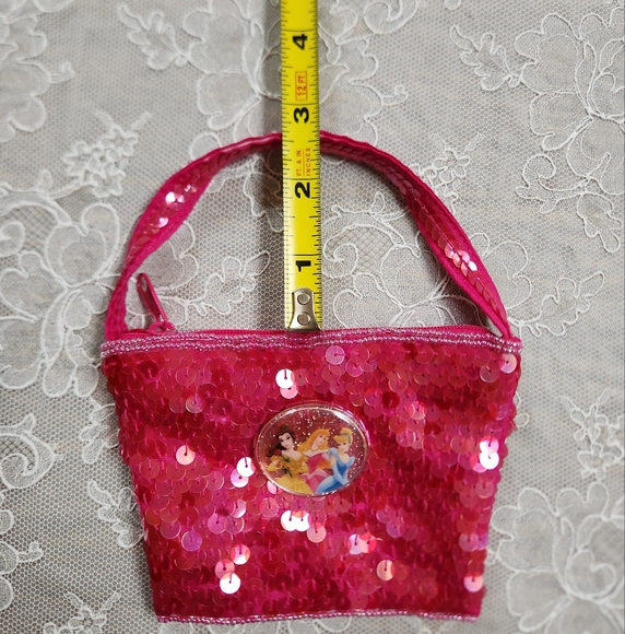 Pink Sequin DISNEY PRINCESS Small Bag Purse Gift Card Holder Coin Purse - Picture 9 of 10